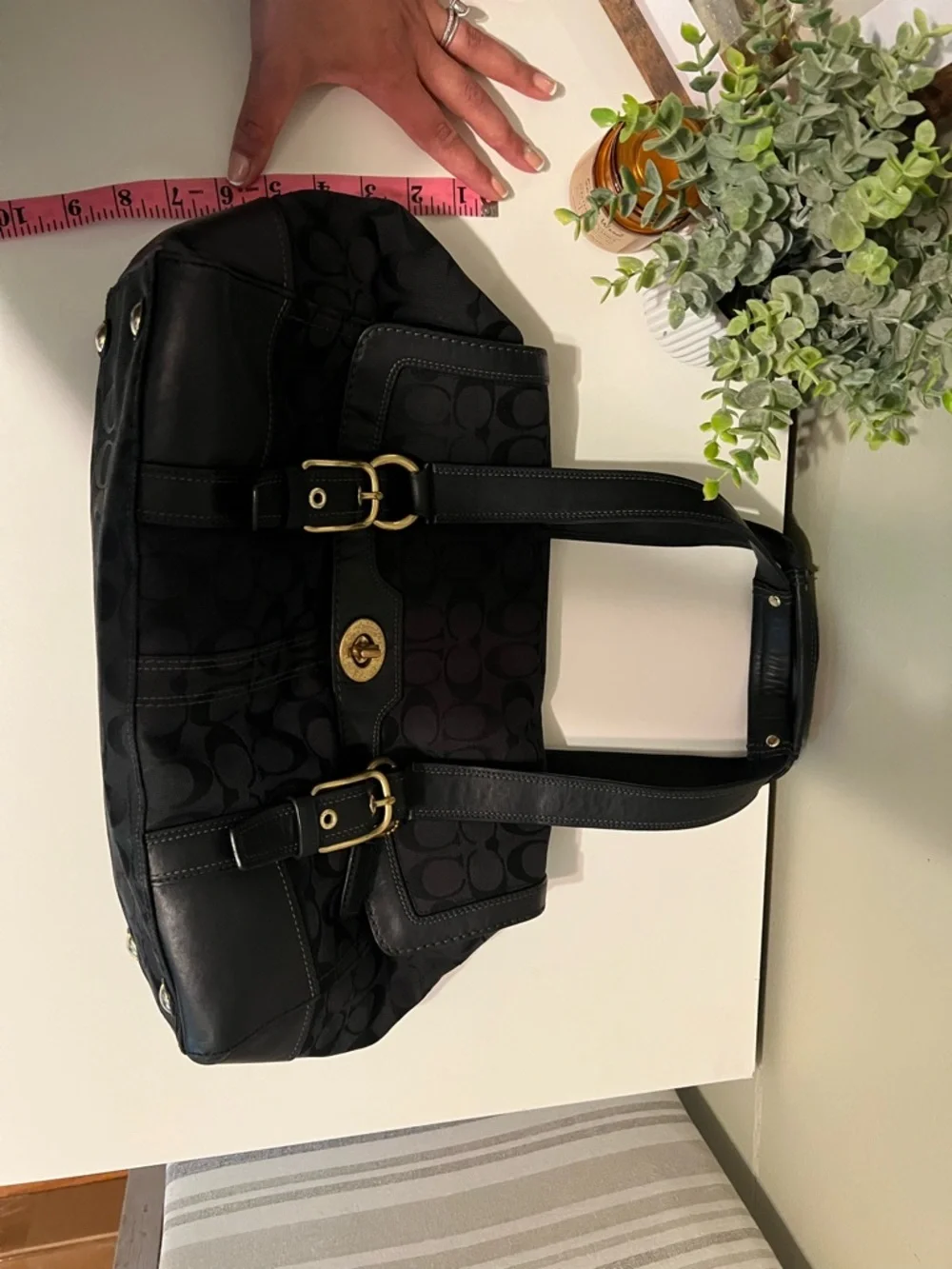 Coach Soho Signature Black Jacquard Buckle Satchel Turnlock Pocket Shoulder Bag - Picture 14 of 14